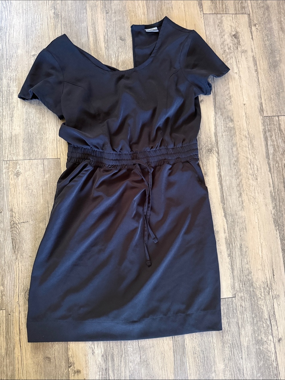 Black Dress with Cinched Waist + Pockets